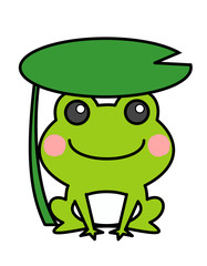 カエル(色、頬、葉)