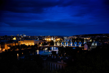 Fototapeta na wymiar Night Prague bridge, Charles bridge