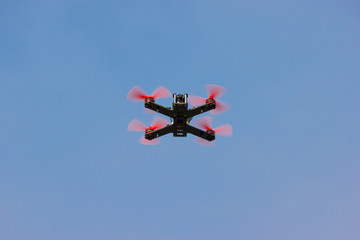 Race drone in flight 