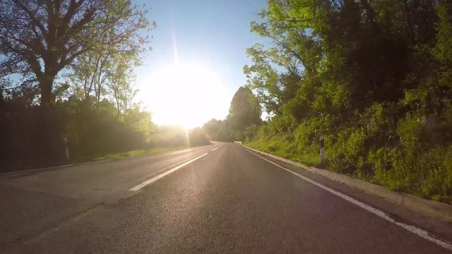 Beautiful on board camera footage, road surrounded by nature, Croatia.