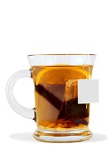 Glass of Tea with Tea Bag and Cinnamon Stick