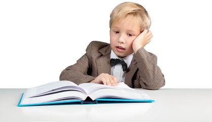 Closeup of a Bored Young Student with Book