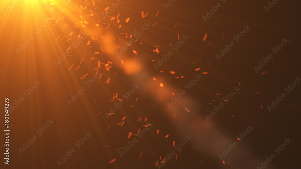 Poster fire comet flying. shining lights in motion with small particles. ring of fire, plasma ring on a dar