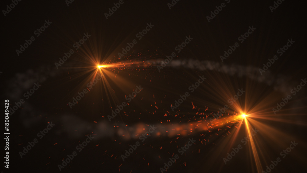 Aufkleber fire comet flying. shining lights in motion with small particles. ring of fire, plasma ring on a dar