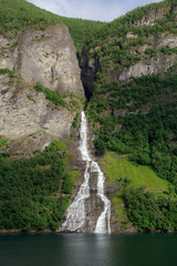 Views of the Geirangerfjord and Geiranger valley one of the most popular fjords in Norway