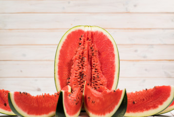 sliced watermelon on a white background