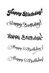 Handwritten modern brush lettering of Happy Birthday on white background. Typography design. Greetings card.