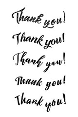 Thank you card. Hand drawn lettering. Ink Vector illustration.