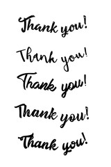 Thank you card. Hand drawn lettering. Ink Vector illustration.