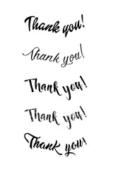 Thank you card. Hand drawn lettering. Ink Vector illustration.