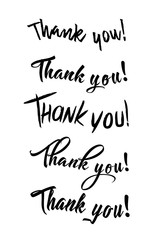 Thank you card. Hand drawn lettering. Ink Vector illustration.