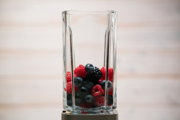 berries in a blender for smoothie