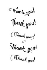 Thank You calligraphy. Handwritten ink lettering. Brush painted letters. Vector illustration. Hand drawn design elements.