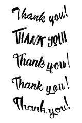 Thank You calligraphy. Handwritten ink lettering. Brush painted letters. Vector illustration. Hand drawn design elements. Thank you card. Modern brush calligraphy.