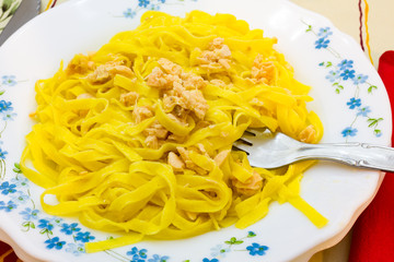 Tagliatelle with salmon and cream
