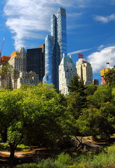 New York skyscrapers seen from Central Park, NY, USA
