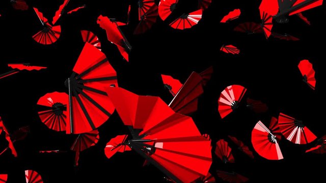 Red Fans On Black Background.
Loop able 3DCG render Animation.