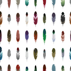 Vector set with multicolored feathers
