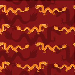 seamless pattern with golden Chinese Dragons