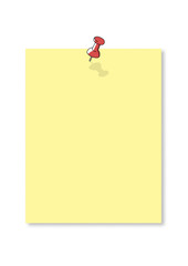 Note Paper with Red Pin on White Background Illustration