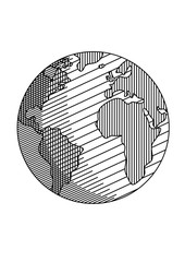 Planet Earth Black and White Clipart Drawing