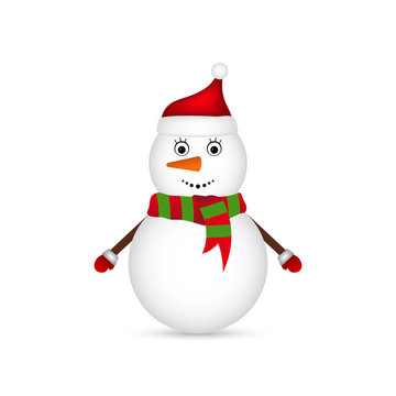 Christmas Snowman on white background 