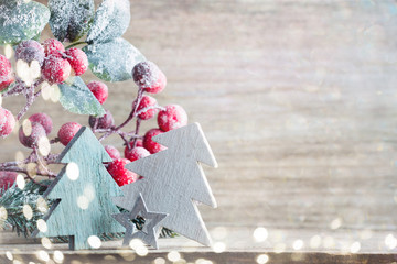 Vintage Christmas background with Christmas decoration.