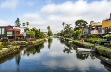 Venice Canals, original colorful houses - Venice Beach, Los Angeles, California, USA