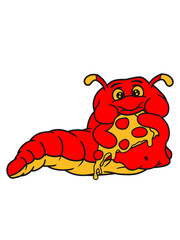 salami pizza fett dick übergewicht hunger fressen essen voll wurm schnecke kriechen raupe schlange süß niedlich comic cartoon