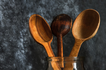 Wooden spoon on the background.