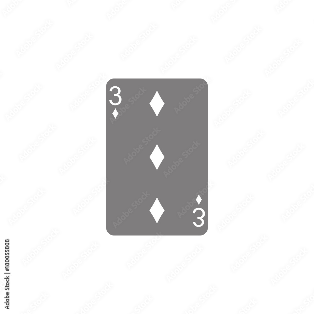 Poster playing card diamond suit three icon. simple web black icon, can be used as web element icon