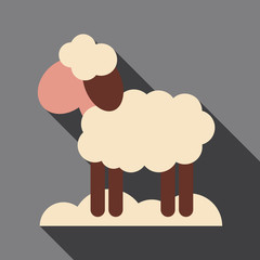 Flat icon with shadow Lamb farm animal