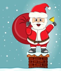 Santa claus in chimney christmas cartoon