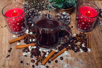 Christmas hot chocolate with marshmallow.