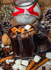 Christmas hot chocolate with marshmallow.