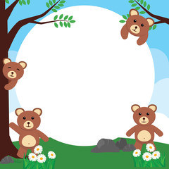 Obraz na płótnie Canvas Cute Bear Photo Frame / Cute Bear Card Template