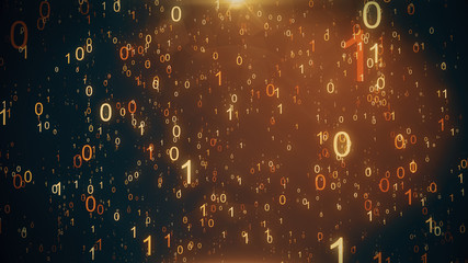 Animated background featuring a particle rain of binary numbers falling simulating the matrix effect. 3d illustration © flashmovie