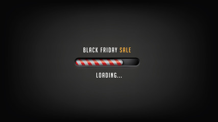 Black Friday loading background with digital striped bar. EPS 10 vector. Black background for the Friday after Thanksgiving.