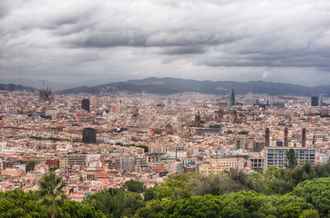 Fototapeta na wymiar Aerial cityscape view of Barcelona, Catalonia, Spain