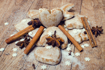 Christmas gingerbread hearts