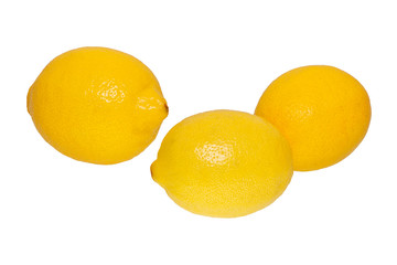 Group of lemons on white background