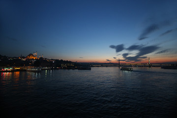 Fototapeta na wymiar Istanbul on the evening sky background