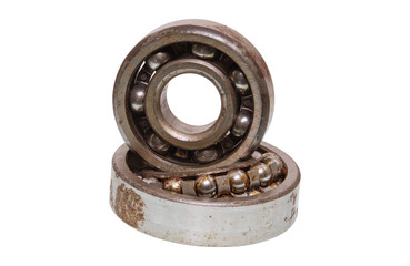 Ball bearings on a white background