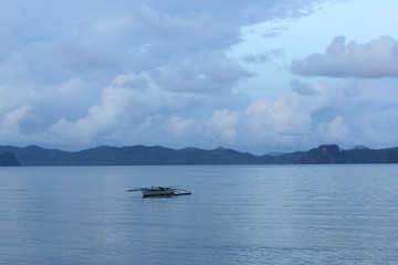 Fototapeta na wymiar Ship on the tropical background