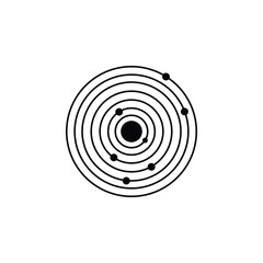 Solar System Vector Icon. Sun surrounded by planets. Simple, modern flat vector illustration for mobile app, website or desktop app icon