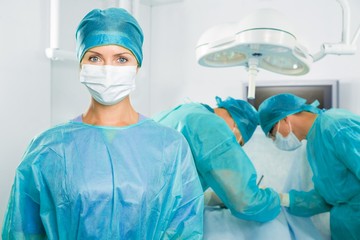 Close-up of a Nurse / Doctor Standing in an Operating Room