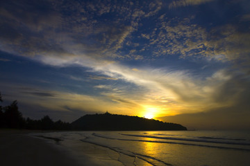 Sunrise pretty with cloud the beach Ban Krut Beach