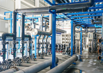 Large industrial water treatment and boiler room. reverse osmosis plant, RO - Powered by Adobe