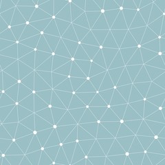 Dots with connections, seamless triangles pattern. Vector repeating texture.