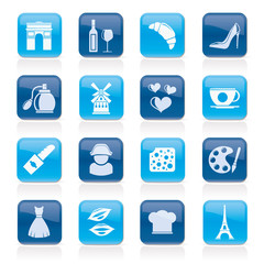 France culture and industry icons  - vector icon set